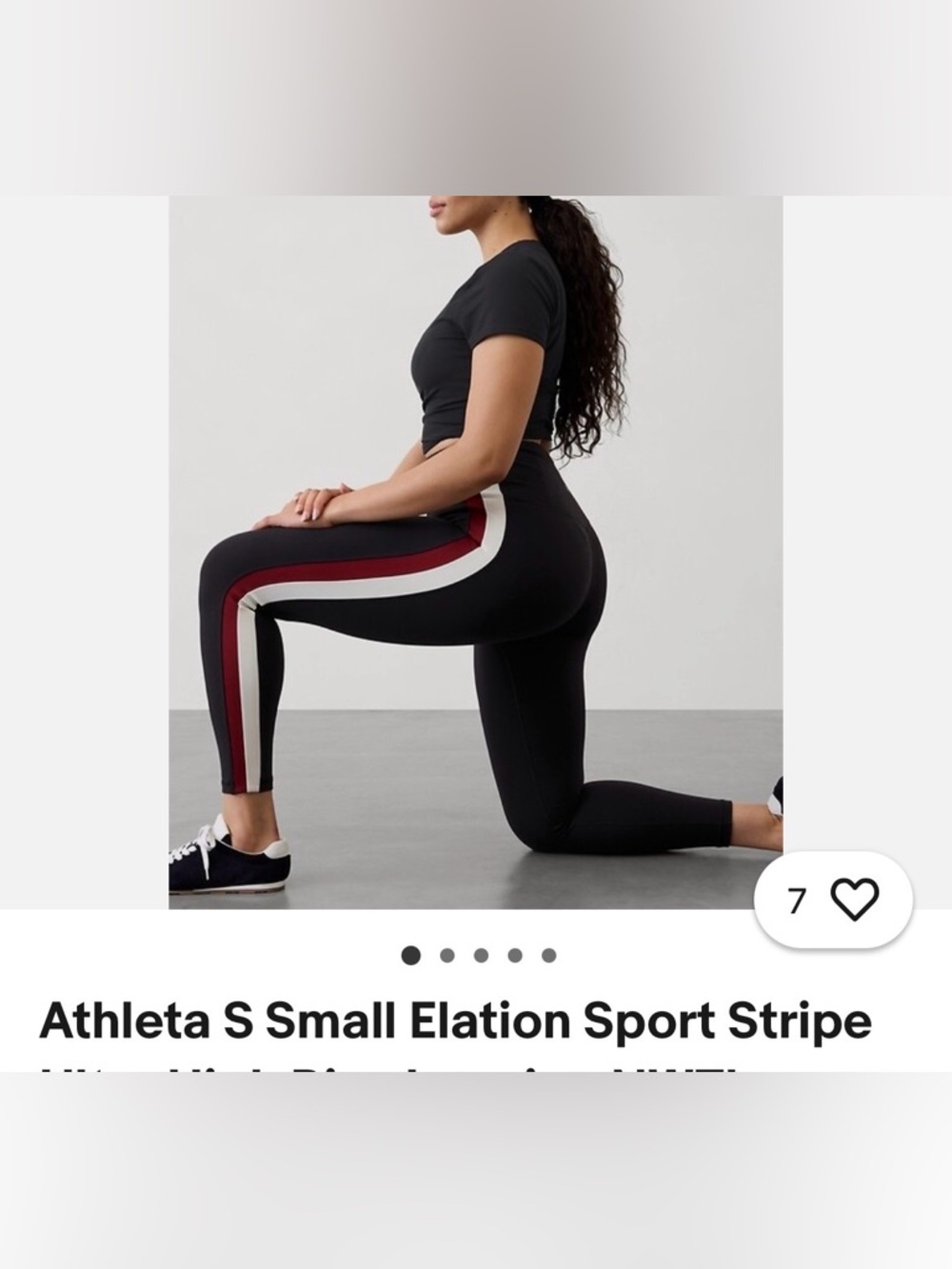 Athleta Black Leggings with Red & White Side Stripes